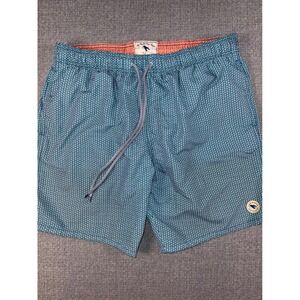Ted Baker Mens Teal Blue Geometric Lobster Print Swim Trunks Board Shorts Size 5